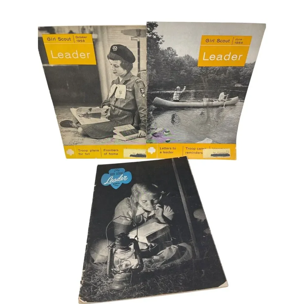 Vintage 50s Girl Scout Leader Magazine Lot of 3 Mar 1956 and‎ Jun Oct 1958